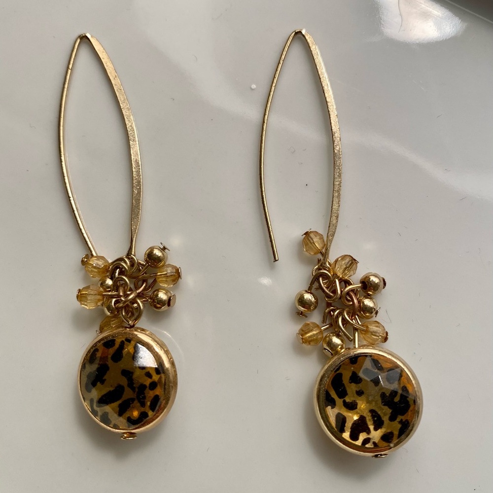 Guess Gold & Leopard Dangling Earrings